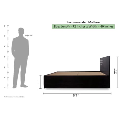 Image of Bharat Lifestyle Amsterdam Engineered Wood Queen Bed Without Storage | Matte Finish | Double Bed for Bedroom & Living Room | Knock Down Delivery | 1 Year Warranty | 72x60 Inch Mattress Size