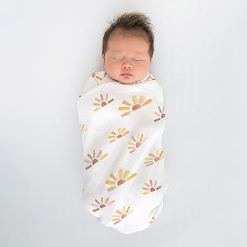 SwaddleDesigns Cotton Muslin Swaddle Blankets, Set of 4, Receiving Blanket for Newborn Babies, Baby Registry & Gift, 46x46 Inches, Watercolor Sunny Days - Thumbnail 7