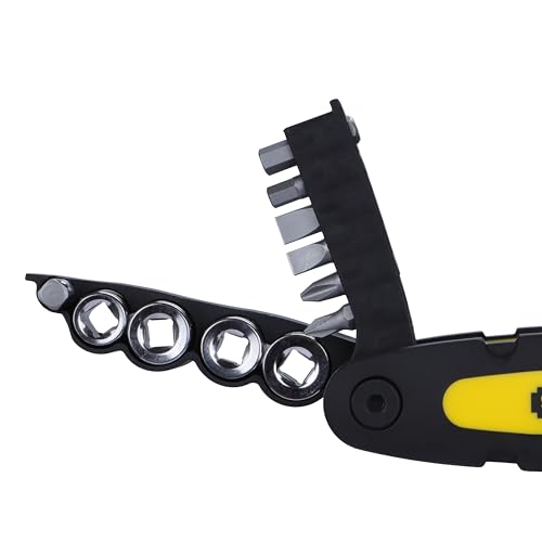 STANLEY STHT0-70695 Couteau multifonction 14 en 1 avec Porte-embouts, Jaune/noir