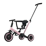 【ピンク】BTM 三輪車 4in1 足けりバイク 一台4役 ベビーカー かじとり 手押し棒付 セーフティーガード付き 自転車 3輪 キッズ 幼児 自転車 バイク ペダル付き コントロールバー付き 乗用玩具 軽量 誕生日 1-5歳 組み立て簡単 プレゼント