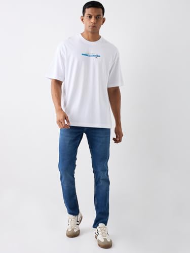 Image of Spykar Men's Oversized Round Neck Half Sleeve Solid Casual T-Shirt