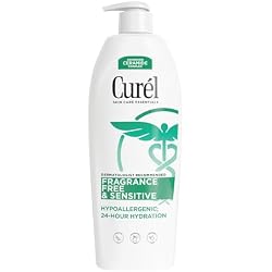Curel Fragrance Free Comforting Body Lotion, Unscented Dry Skin Moisturizer for Sensitive Skin, with Advanced Ceramide Complex, Repairs Moisture Barrier, 20 oz