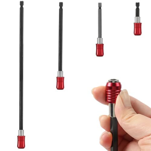 4 Piece Bit Verlängerung Chrom-Vanadium-Stahl Magnetischer Bithalter 1/4 Sechskantschaft Bitverlängerungen 60/100/150/300mm Bithalter Lang Bit Halterung Magnetisch für Schlagschrauber