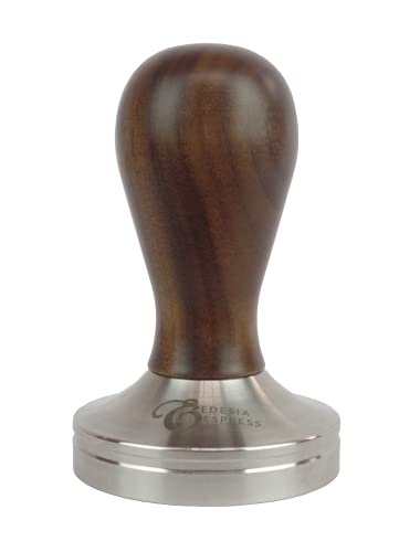 53mm Coffee Espresso Tamper – Walnut Handle, Flat Stainless Steel Base