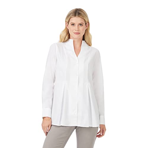 Foxcroft Women's Plus Size Alice Long Sleeve Solid Stretch Blouse, White, 20W #TOP28
