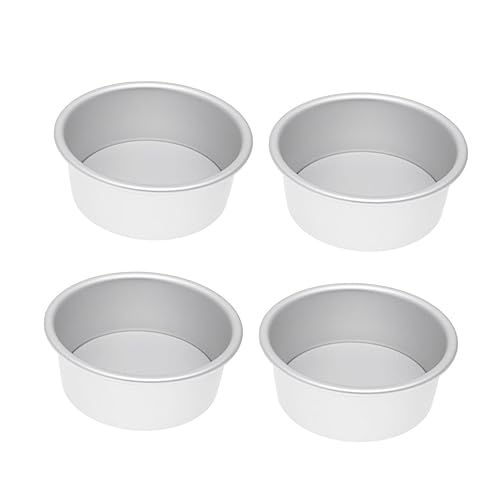 Holibanna 4 Piezas Molde de torta sartén redondo para hornear pastel saburral bosque redondo largo aluminio Cacerola abajo hornada juego sartenes antiadherentes