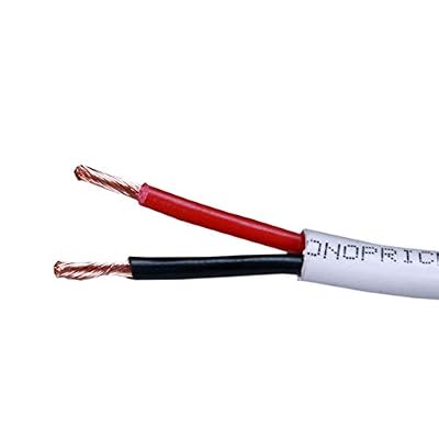 Monoprice Access Series 12 Gauge AWG CL2 Rated 2 Conductor Speaker Wire/ Cable - 100ft Fire Safety In Wall Rated, Jacketed In White PVC material 99.9% Oxygen-Free Pure Bare Copper