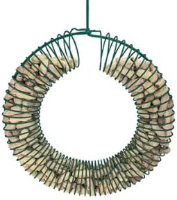 Alimentador de pájaros de corona de maní colgante. Alimentador de bolas de maní y sebo entero con gancho colgante atrae pájaros, arrendajo azul,