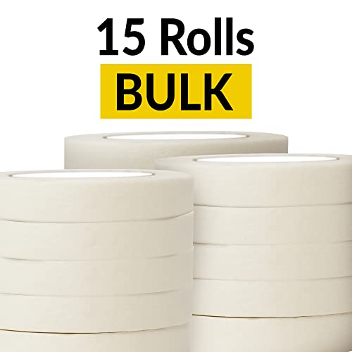 Reli. Masking Tape, Beige | 0.75" X 55 Yards (825 Yards Total) | 15 Rolls - Bulk | Masking Tape 3/4 Inch For Painting, General Purpose, Home, Automotive | Painting/Masking Paper Tape | Beige/White #TOP2