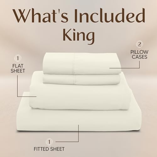 Image of Utopia Bedding King Size Sheet Set - 4 Piece Bed Sheets, Soft and Breathable Microfiber, Includes 1 Fitted Sheet, 1 Flat Sheet and 2 Pillowcases - Oeko Tex (Ivory)