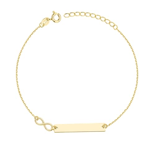 Bracelet femme argent 925 Sakrami avec plaque gravée et motif infini
