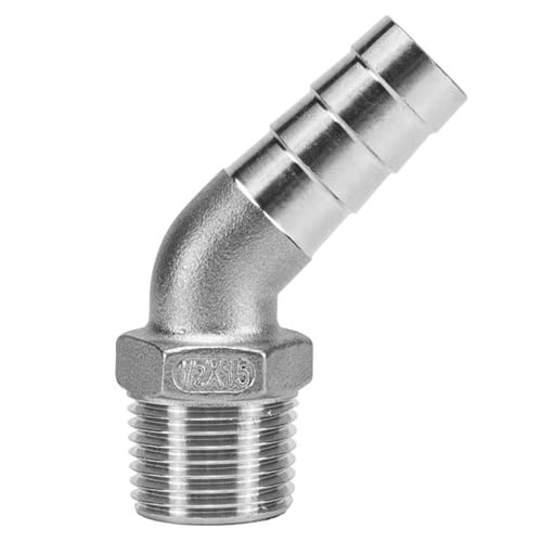 1pcs 3/4 1 Male To 15mm 20mm 25mm 32mm Hose Barb 304 Stainless Steel Elbow, 45 Degree Elbow Connector Coupler, Pipe Fitting(1 x 20 mm)