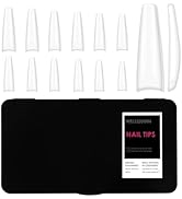 Wellquinn Coffin Half Cover Nail Tips, Soft Gel Curve Clear for Acrylic Nails Professional, XXL E...