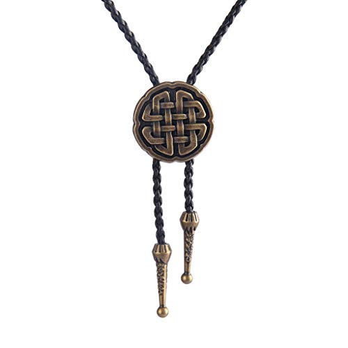 Image of GelConnie Bolo Ties for Men Women Western Cowboy Tie Mens Western Necklace Leather Necktie Gold Bolero Tie Cowboy Necklace