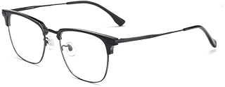 Men's Reading Glasses, Metal Blue Light Blocking Reader with Spring Hinge, Stylish Anti-Eye Strain/Glare Glasses (Color : Black, Size : +350)