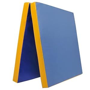 Klappbare Turnmatte – RG 22 kg/m³ – faltbare Matte für Gymnastik, Kinderturnen & Training – weiche Bodenmatte (Blau - Gelb, 200 x 100 x 6 cm)