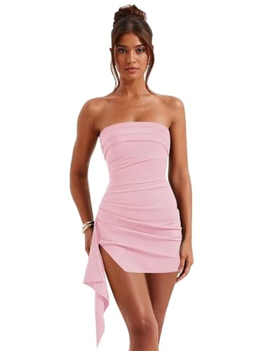 Strapless Homecoming Dresses for Teens 2025 Satin Short Prom Dress Tight Cocktail Party Gown