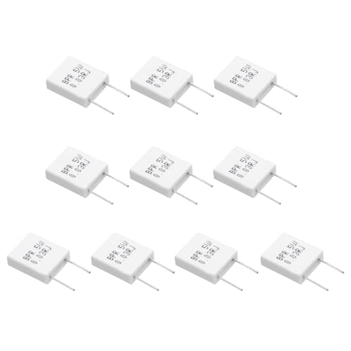 QUARKZMAN 10Pcs Resistencias Cerámicas 5W 0.03 Ohm 5% Tolerancia Alambre Enrollado No Inductivas Cemento Resistencia De Potencia Alambre Fijo Llama Calor Humedad Para Placa Blanco
