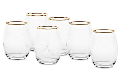 Pasabahce Amberkleurige glazen, glas, transparant, met gouden rand, 35 cl, verpakking van 6 stuks, 489424, transparant - Image 3