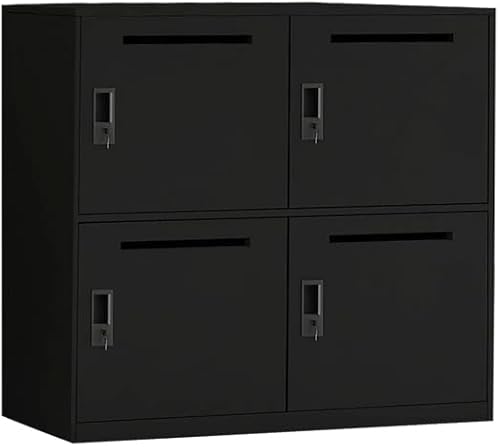 Fumedo 4 Doors Metal Storage Cabinet with Lock, Organizer,Steel Locker for Office, Home, Bank, School, Gym,Bedroom,Living Room. (Key Lock, Black)
