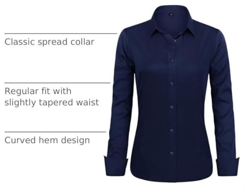 Image of J.VER Womens Dress Shirts Long Sleeve Button Down Shirt Wrinkle-Free Business Casual Blouse Office Work Tops
