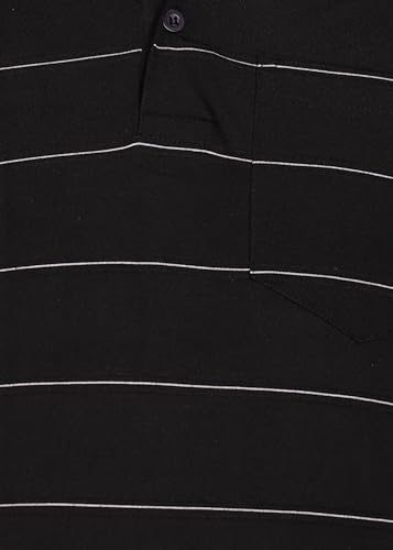 Image of INKKR Men Full Striped Polo Neck Cotton Blend T-Shirt