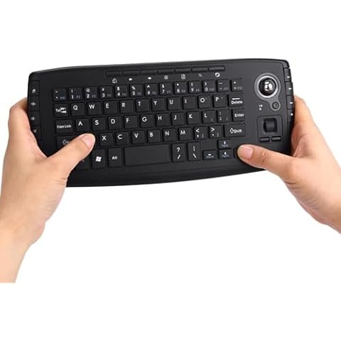 Docooler Trackball Mouse Keyboard, 2.4GHz Wireless Trackball Mouse Keyboartd Combo, Plug and Play, Mini Keyboard with Trackball Mouse Scroll Wheel for PC, Android Tv Box, Remote Controller - Black Cover