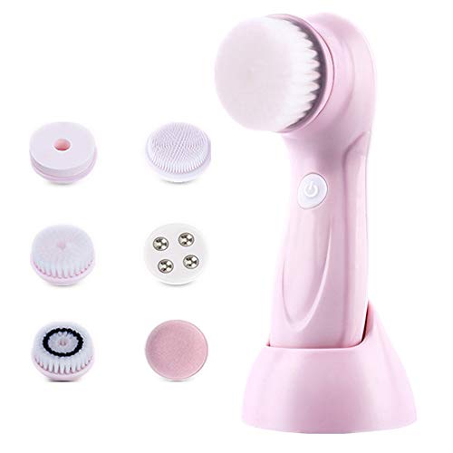 Lifeybeauty Rechargeable Facial Cleansing Brush, Bi-direction and IPX7 Waterproof, with 6 Replaceable Spin Brush Heads for Deep Cleansing, Gentle Exfoliating, Makeup Removing