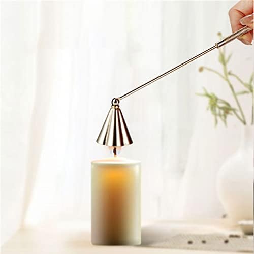 YURROAD Candle Accessory Candle Snuffer Candle Extinguisher Stainless Steel Candle Tool with Long Handle for Putting Out Candlelight Extinguishing Candle Wicks Flame Safely (Gold)