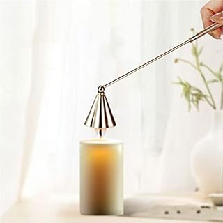 YURROAD Candle Accessory Candle Snuffer Candle Extinguisher Stainless Steel Candle Tool with Long Handle for Putting Out Candlelight Extinguishing Candle Wicks Flame Safely (Gold)