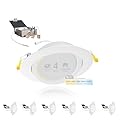 NUWATT 4 Inch Gimbal LED Recessed Lighting, 5CCT 2700K/3000K/3500K/4000K/5000K Selectable, 630 Lumen, Dimmable, Adjustable Canless Eyeball Lights for Sloped Ceilings, Metal Junction Box, 6 Pack