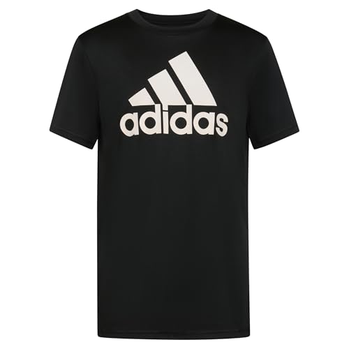 adidas Boys Short Sleeve Moisture-Wicking Athletic T-Shirt BoS Logo Tee Black Large