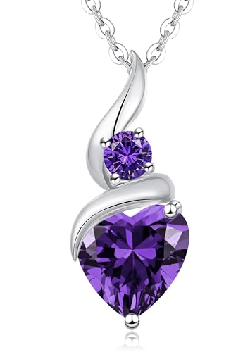 LOUISA SECRET Infinity Heart Necklaces for Women 925 Sterling Silver or Brass Plated with Rose Gold Birthstone Pendant,Christmas Jewellery Gifts for Women/Wife/Her Anniversary Birthday Mothers Day