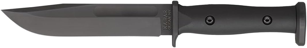 KA-BAR Slabby Fixed Blade Knife 6.86" Clip Point 1095 Cro-Van Black Blade Glass Reinforced Nylon (GRN) Handle Black