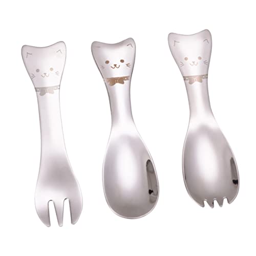 JOINPAYA 1 Juego vajilla mesa tenedor de mini tenedores gente cucharón cubiertos infantiles tenedores infantiles cuchara tenedor de comida para Acero inoxidable Silver