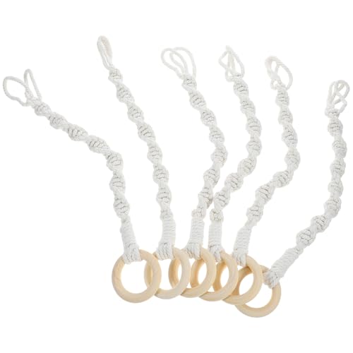 UKCOCO 6 Colgadores de Plantas de Macramé Hechos a Mano Cuerda de Algodón Natural Soporte Colgante para Macetas Pequeñas Adecuado para Decoración de Interiores y Exteriores Jardín y