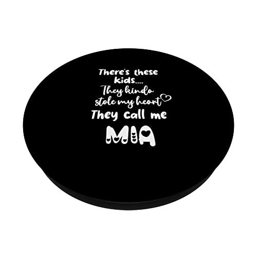 Special Grandma Grandmother These Kids Call Me Mia PopSockets Swappable PopGrip, Black - Image 2