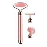 3-IN-1 Electric Jade Roller for Face, Vibrating Face Roller Massager Rose Quartz Facial Roller Kit for Face, Eye, Neck, Arm, Nose Massager