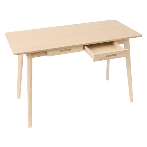 HPDTZ Schreibtisch in Walnussfarbe 120 cm, Moderner Bürotisch und Computertisch, Massiv Holztisch mit 2 Schubladen, Arbeitstisch Konsole Tisch für Home Office Arbeitszimmer (A)