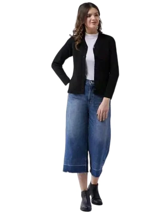 Mohan Traders' Winter Soft Knit Solid Full Sleeves Button Down Woolen Pullover for Women_MHN_Black_Solid_115-picture-15
