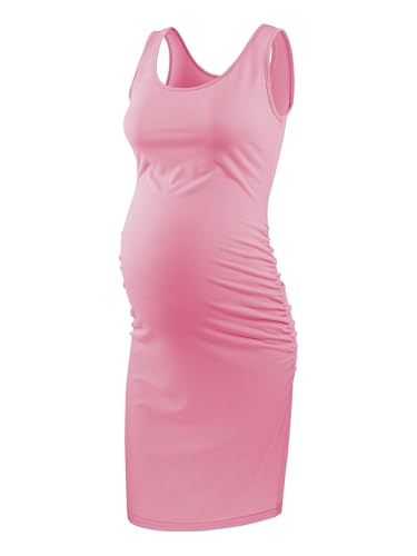 Product Image of the Liu & Qu Women's Maternity Sleeveless Tank Dresses Side Ruching Bodycon Dress...