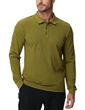 Picture of MIER Men's Polo Shirts Olive Green Cotton Tennis Collared Golf Shirt Short Sleeve for Casual Work, Breathable, 3XL