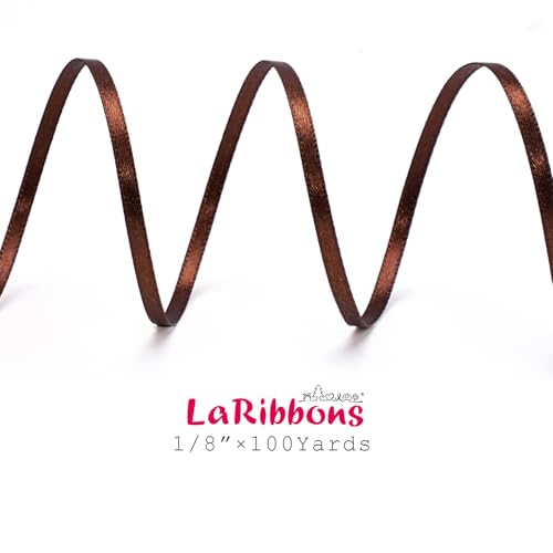 LaRibbons Brown Satin Ribbon 1/8 inch x 100 Yards by LaRibbons - Used condition - Image 5