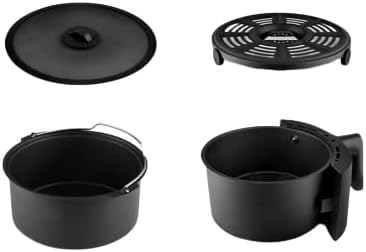Key components of the Karaca Air Cook XL Air Fryer, including the cooking basket, grill rack, and lid.