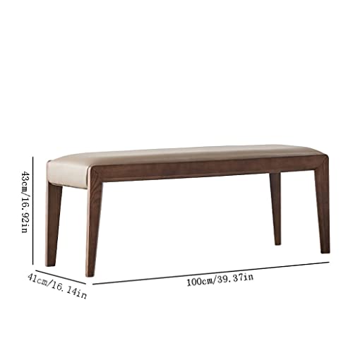 Taburete de madera maciza banco otomano moderno y banco de comedor funcional 4