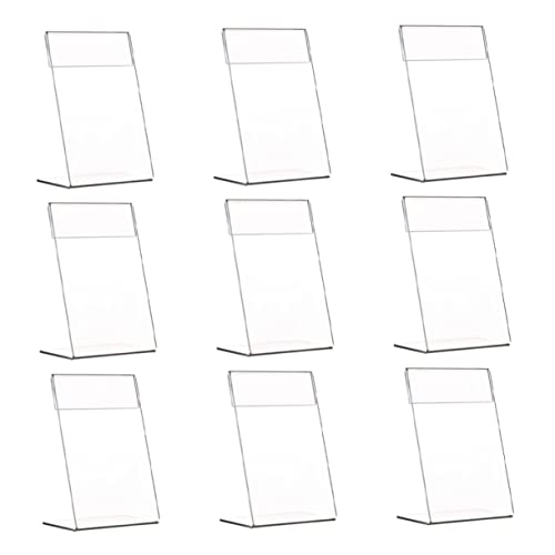 STOBOK 9pcs Acrylic Tag Business Display Stand Business Card Holder for Desk Glass Display Shelf Acrylic Sign Stand Holder Table Sign A Frame Sign Board Office Monitor Poster Frame