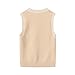 FastRockee V Neck Sweater Vest for Girls Cotton Knit School Uniform Vests Beige Size 6 Preppy Style
