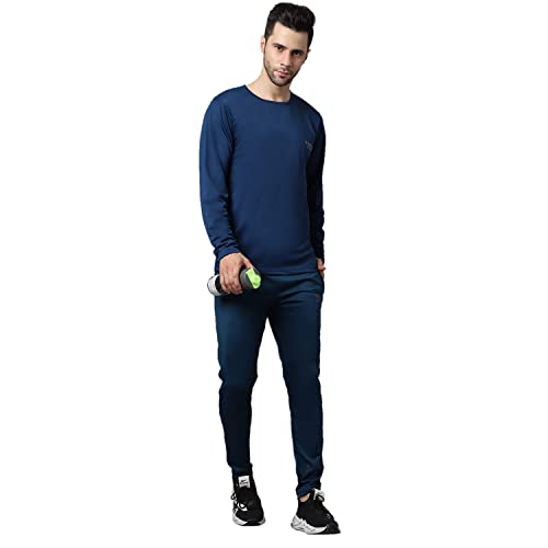 Image of MACK JONNEY Dryfit Lycra Solid Multicolor Tracksuit Co-ord Set for Men (Pack of 2)-DRY T FS BLU BLK D10 BLU BLK 04-M