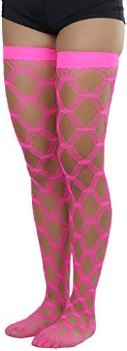 ToBeInStyle Women’s Multi-Strand Large Diamond Fence Net Thigh High Stockings3