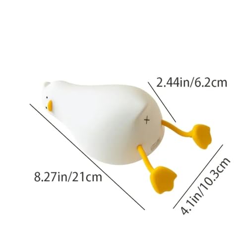 Image of GITGRNTH Squishy Seal Night Light - Soft Silicone LED Lamp with Warm Glow, USB Rechargeable, Tap Control, Cute Animal Decor for Bedroom, Kids & Adults (Lazy Duck Lamp, Regular)